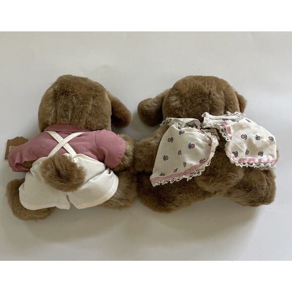 SET 2 Robert Raikes Rabbit Bunny "Brett and Ashley" Plush Wooden‎ Carved Face - Picture 5 of 11